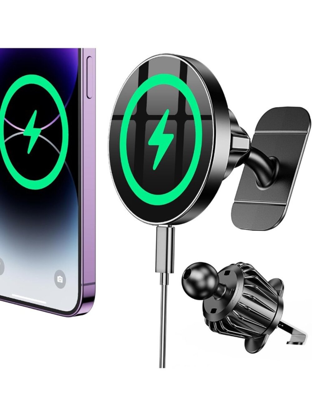 Magnetic Wireless Car Charger for iPhone, Cool Magnetic Mount, Fast Charging